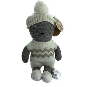 Aspen Kids Knitted Toy Skiing Bear Plush Stuffed Animal Winter Hat Sweater 17"